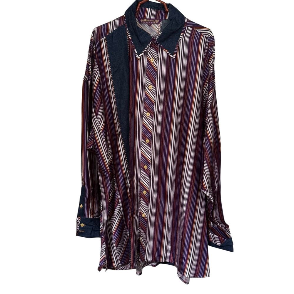 Silversilk 5x Purple Label 80% Silk Long Sleeve Shirt Purple‎ Denim Blue XXXXXL